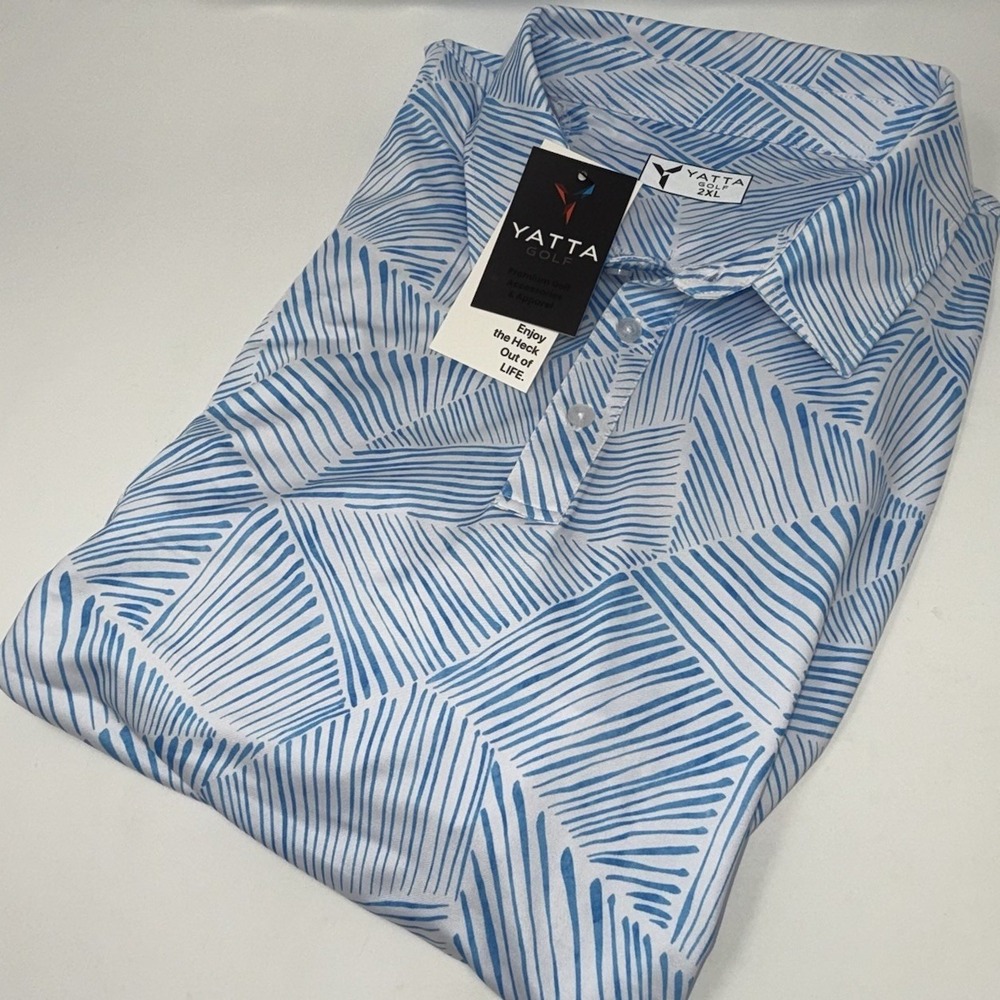NWT Yatta Golf Polo Shirt Men's Short Sleeve 2XL  Blue/White